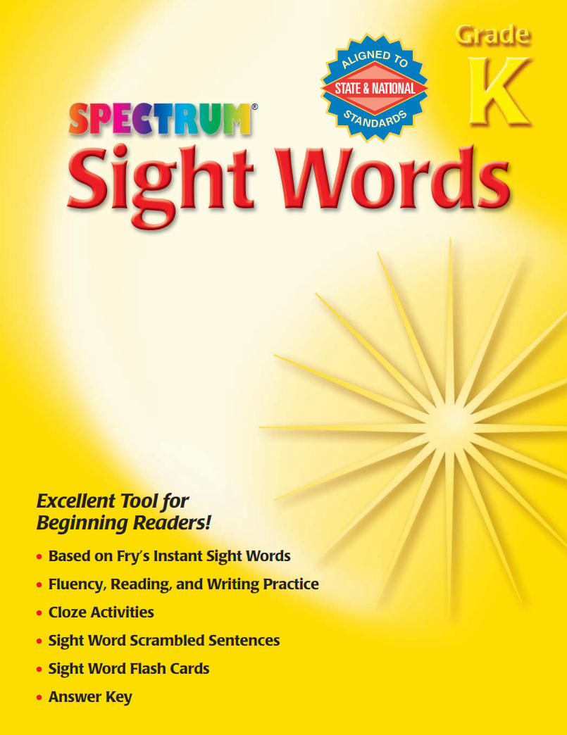 Spectrum Sight Words Grade K